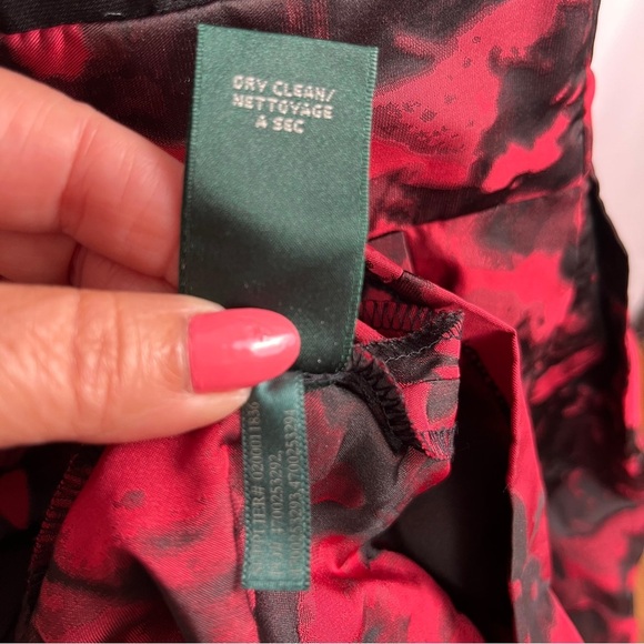 LAUREN RALPH LAUREN Black and Red Floral Knee Length Cocktail Event Dress Size 8 - Picture 10 of 11